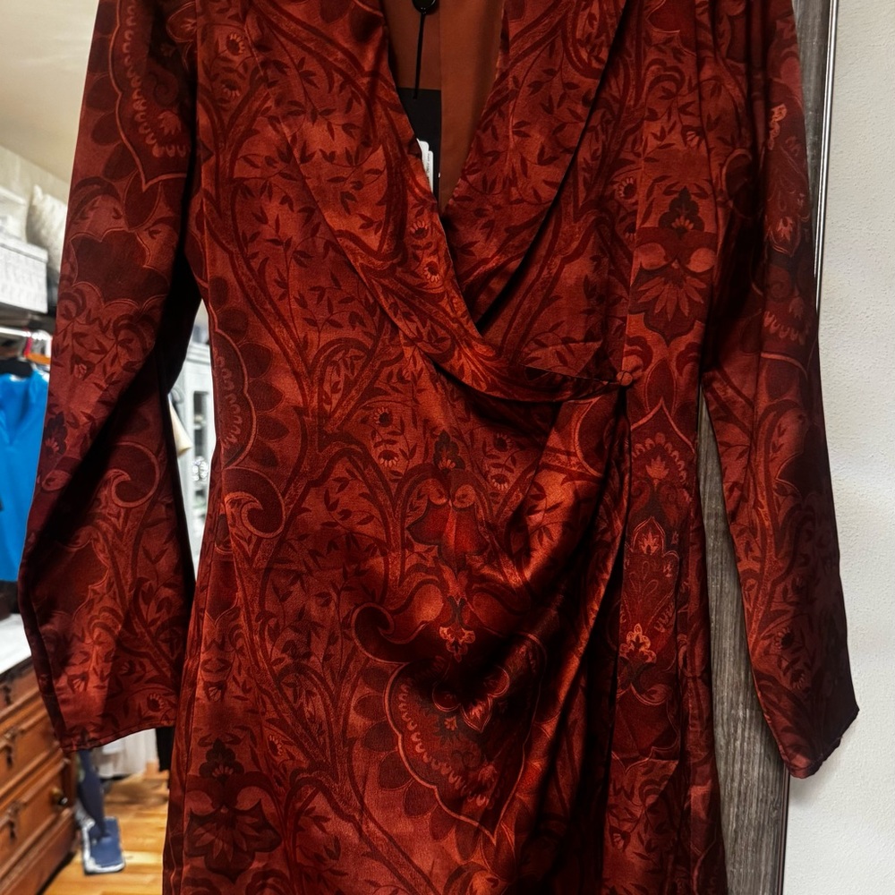 Gianni Bini Burgundy Floral Wrap Dress